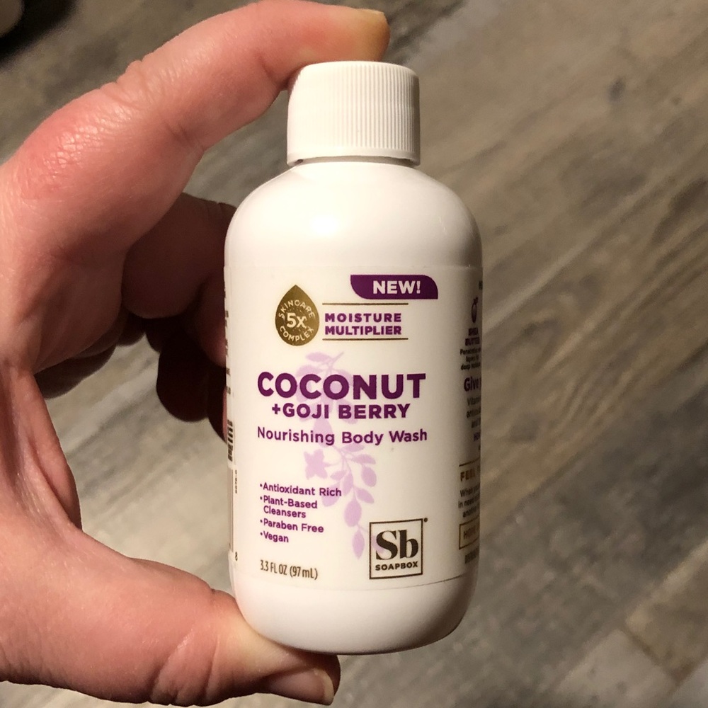 NEW Soapbox Coconut & Goji Berry Body Wash Travel Sample Size 3.3oz